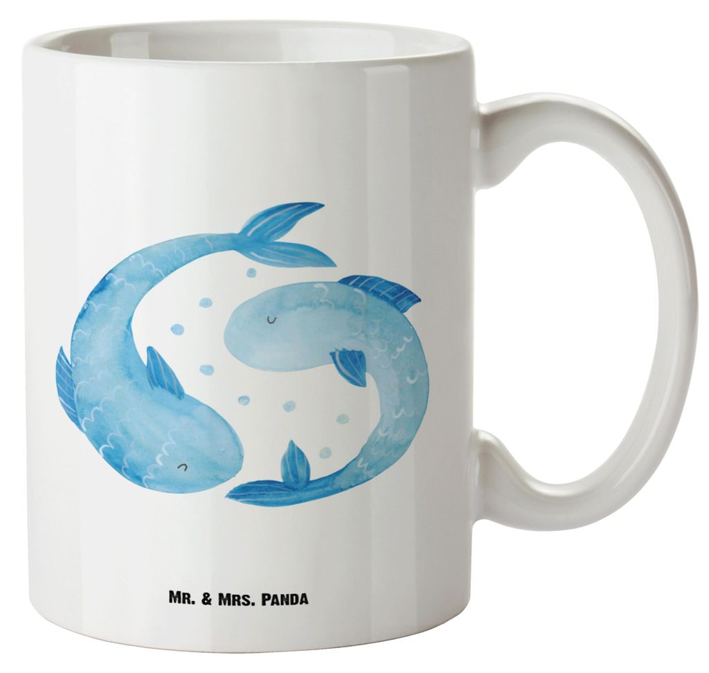 Mr. & Mrs. Panda Keramiktasse Sternzeichen Fische - Weiß - Geschenk, Fisch, steingut tasse, Sternbild, jumbotasse, Teebecher, Geburtstag Februar, ...