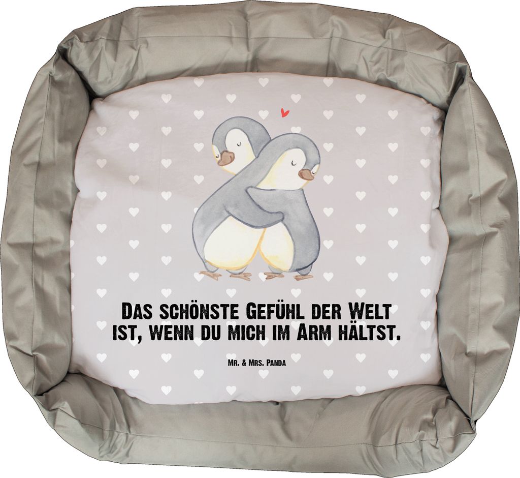 Mr. & Mrs. Panda Hundekissen Pinguine Kuscheln - Grau Pastell - Geschenk, Vatertag, Valentinstag, für Frauen, Freundin, Hund, Partner, Hochzeitsta...