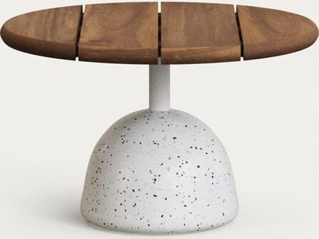 Couchtisch Saura 43 x 43 x 35 cm Akazie Terrazzo Walnussfinish Weiß