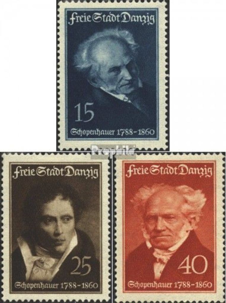 Briefmarken Danzig 1938 Mi 281-283 (kompl.Ausg.) gestempelt Schopenhauer