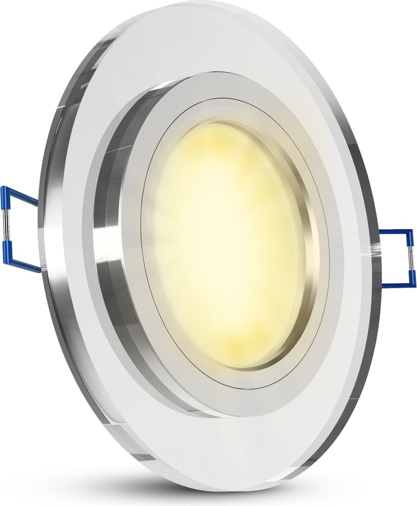 SSC-LUXon Einbaustrahler ALINA super flach Einbautiefe nur 15mm Glas rund mit fourSTEP LED 4W Modul "dimmbar ohne Dimmer " Spot für Küche und Flur