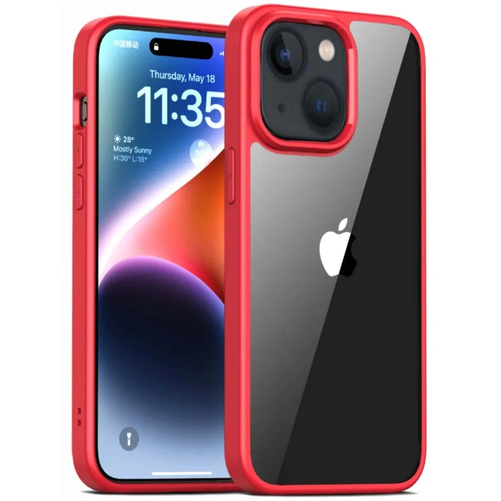 Custodia Smartphonica iPhone 14 Rosso - Protezione Trasparente TPU