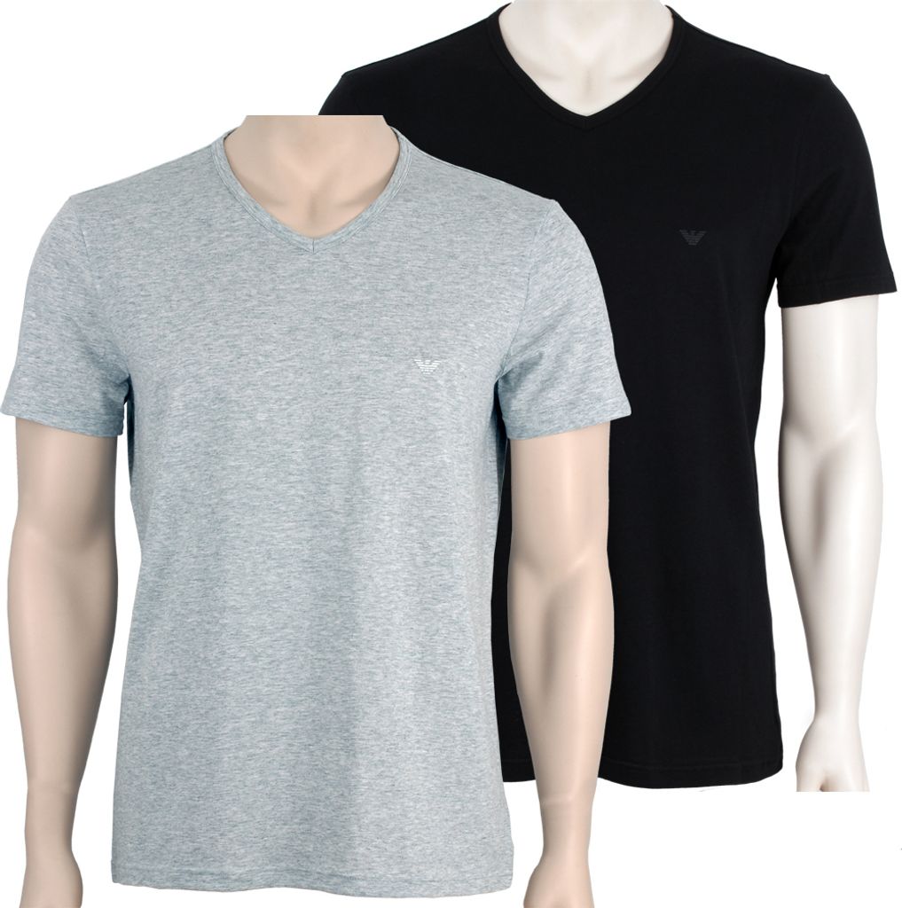 Emporio Armani 2P V-Neck T-Shirts 1Schwarz 1Grau L
