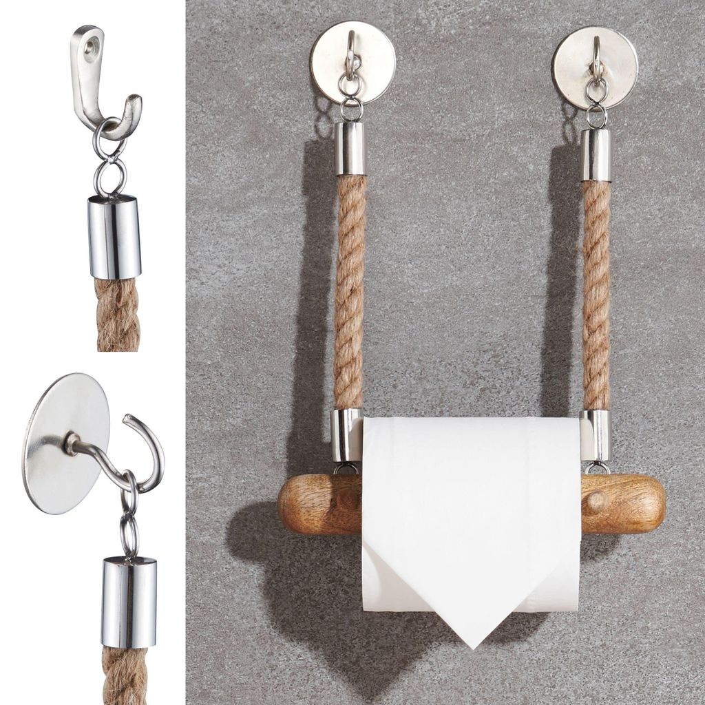 DEKAZIA® Toilettenpapierhalter Seil | Mango Holz | Produktbild 