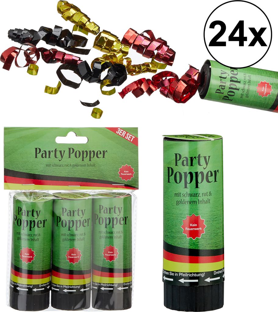 24er Set Party-Popper Deutschland 10cm im 3er Set