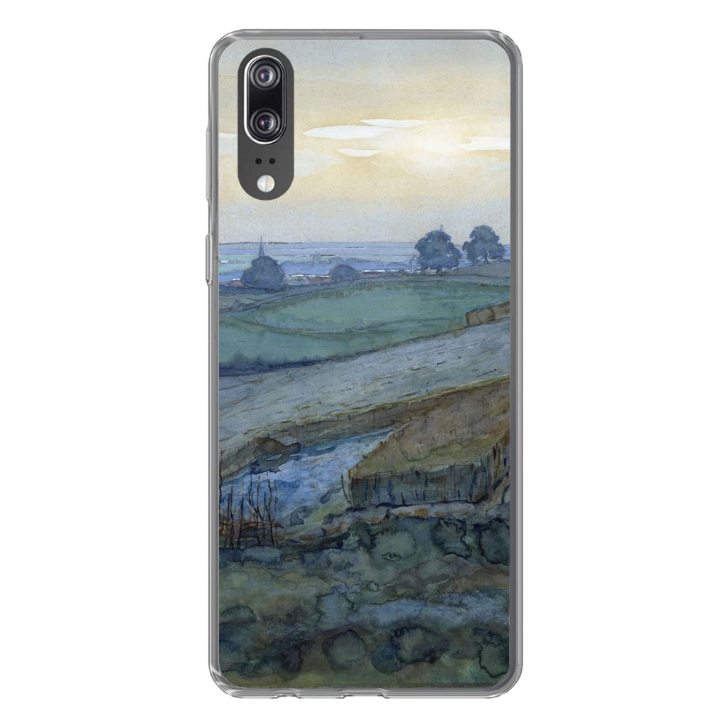 MuchoWow Handyhülle Schutzhülle Hülle für Huawei P20 Landschaft bei Arnheim - Piet Mondrian Silikon Softcase Handy Hülle - Hardcover