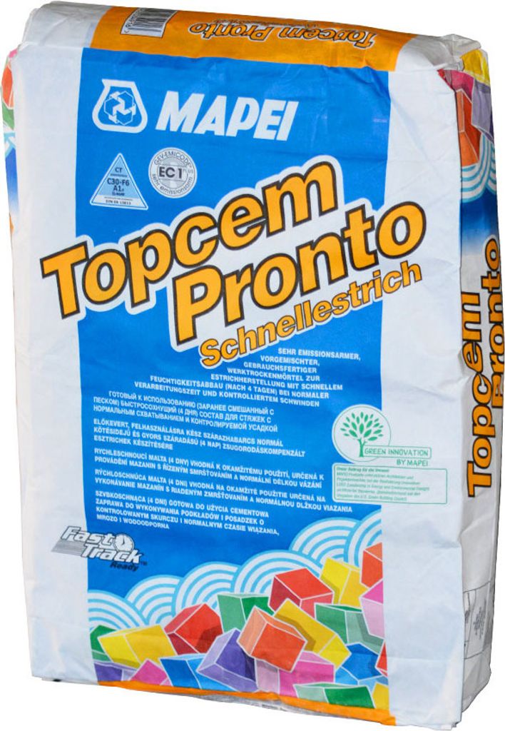 A bag of MAPEI Topcem Pronto Schnellestrich.