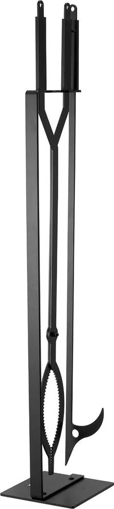 Ensemble d'outils pour cheminée en fer forgé noir (3 pcs) avec support - 9