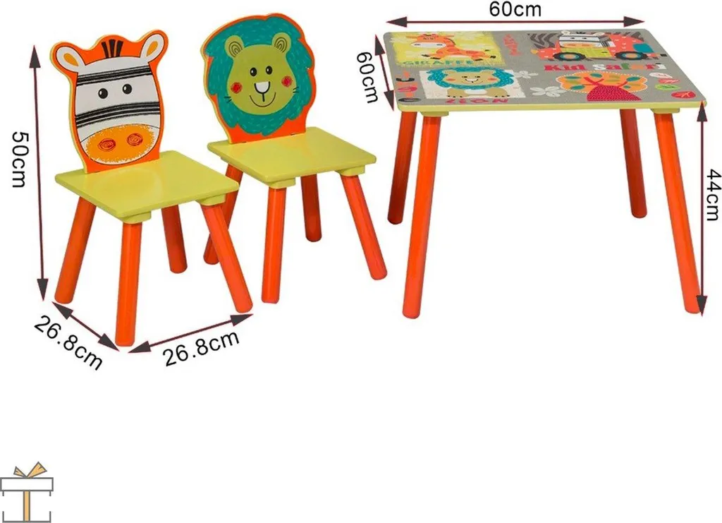 Bolt Edge Ensemble Table et 2 Chaises Enfants Imprimé Vache pour Chambre - 2