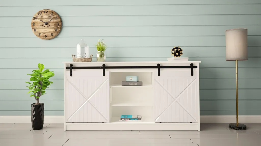 Commode blanc brillant design moderne 160 cm de large modèle Granero - 3
