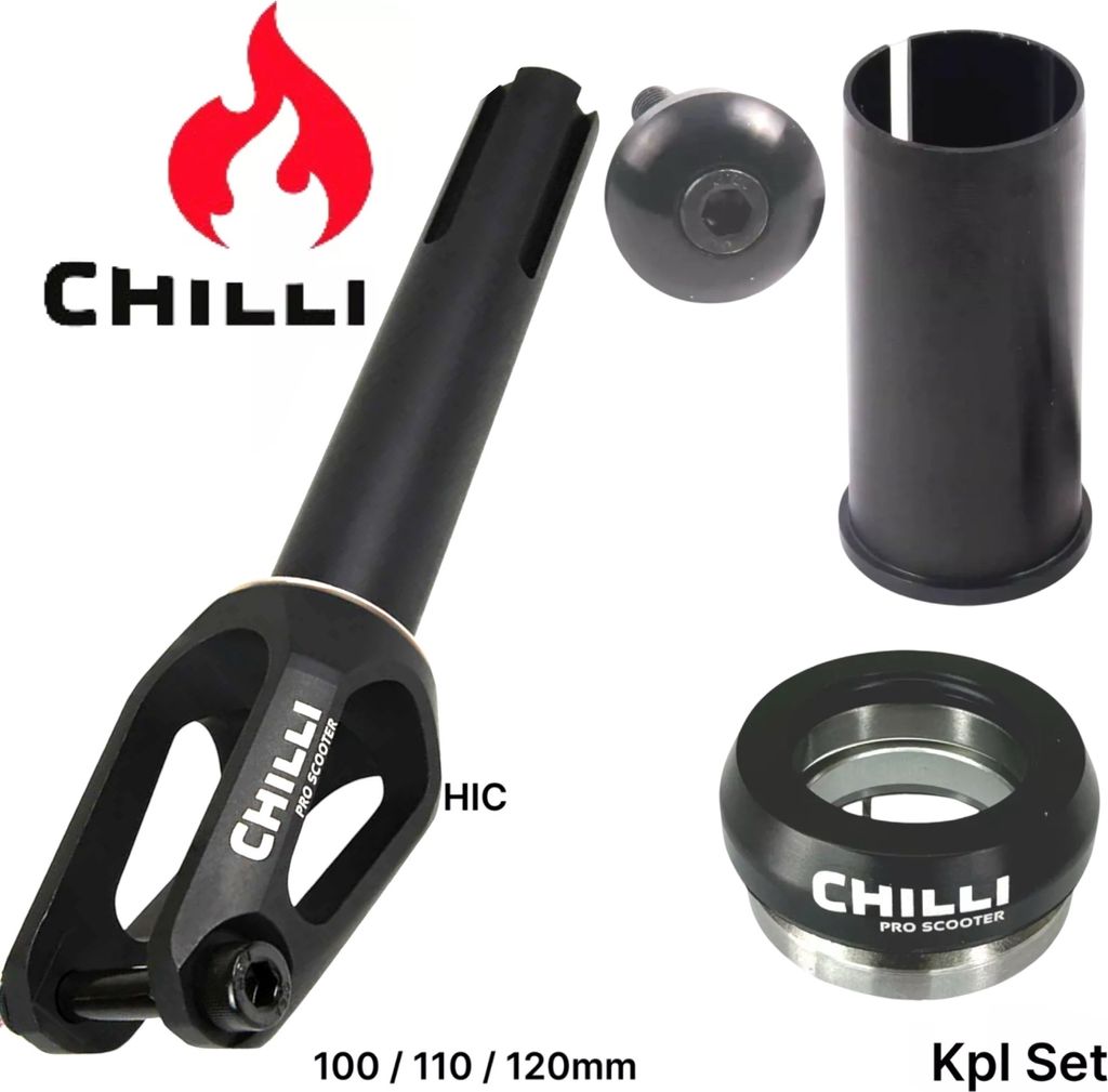 Chilli Pro Scooters Slim Cut Stunt-Scooter Fork HIC Kit + Headset Schwarz