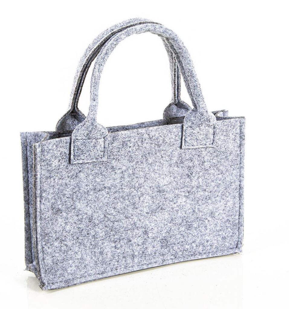 Geschenktasche aus Filz grau 21x14x6cm neutral rustikal