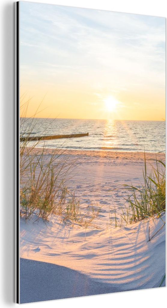 MuchoWow Wanddekoration Metall Metallbild Wandkunst 20x30 cm Strand - Sonne - Düne - Gras - Sand - Horizont MuchoWow Aluminium Gemälde - Alu Dibo...