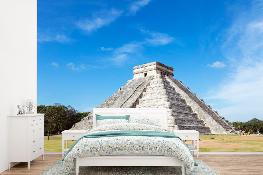 MuchoWow Fototapete für Wohnzimmer oder Schlafzimmer Wandtapete Vinyl Motivtapete Tempel des Kukulkan in Chichén Itzá in Mexiko - 600x400 cm -...