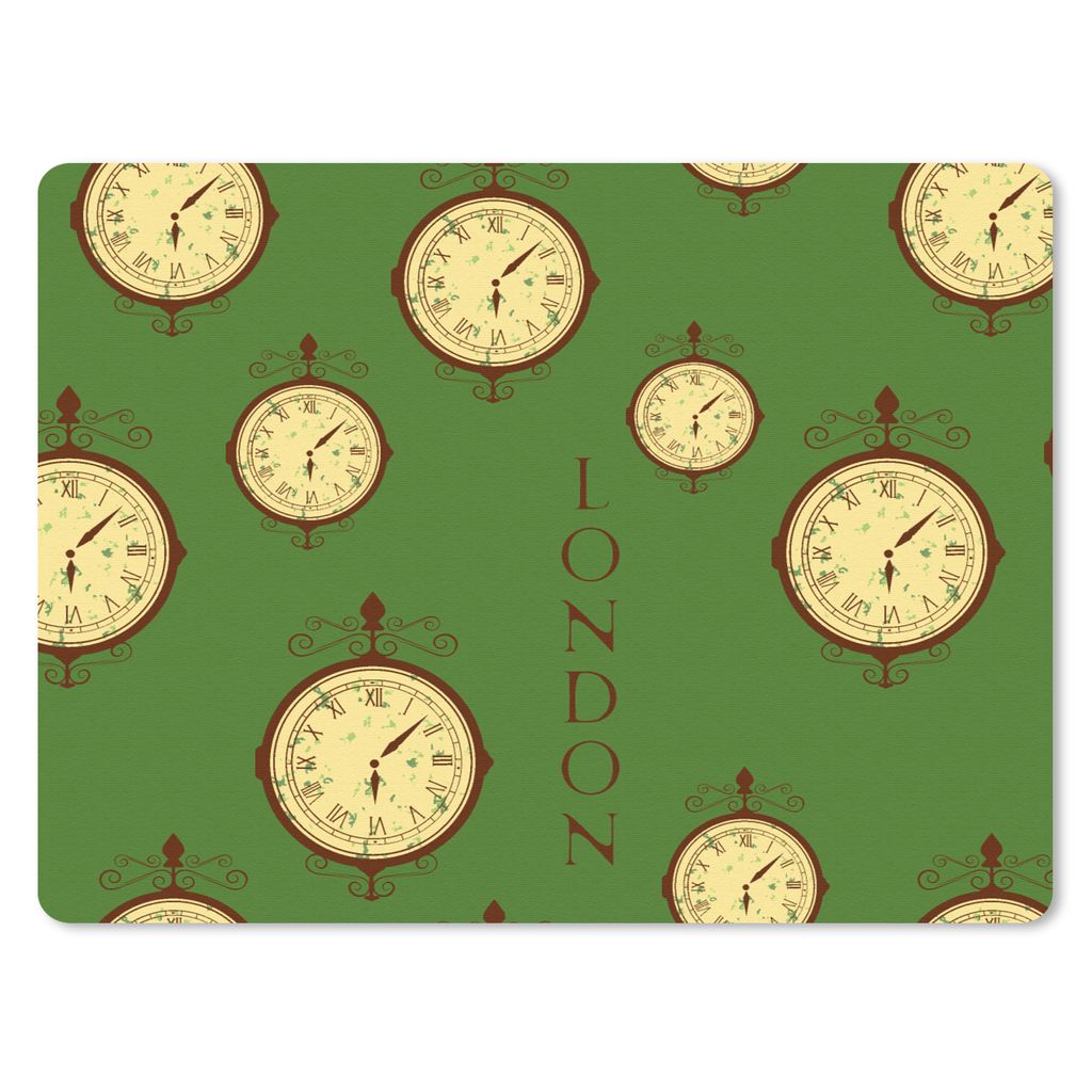 MuchoWow Mauspad Mousepad London - Vintage - Uhr - Muster 23x19 cm - Mousepads - Maus Mat - Pad - Mausunterlage - Schreibtischunterlage - Mauspad
