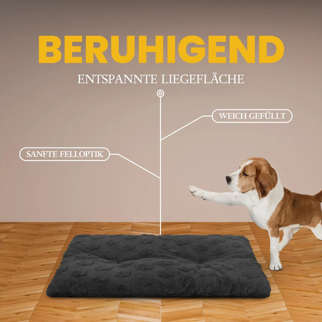 Coussin grand chien 80x120 cm gris antidérapant et isolant du sol