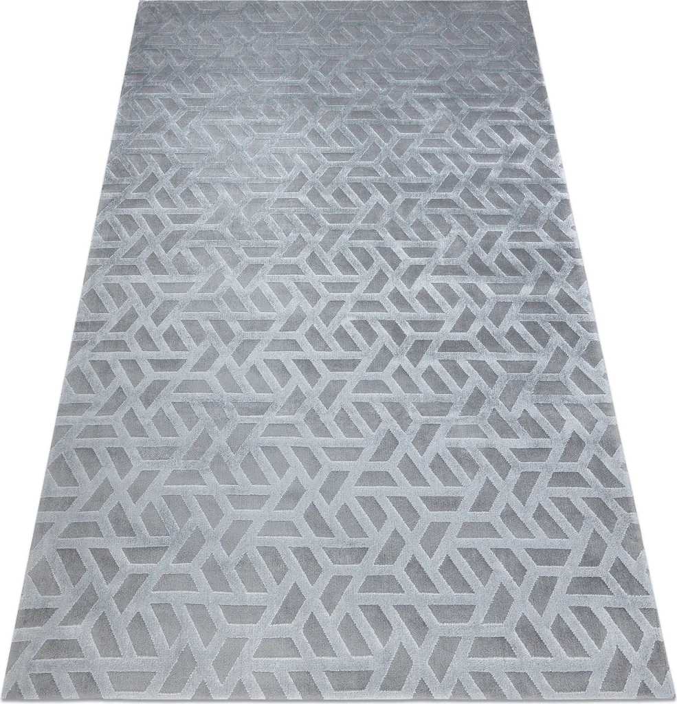 Tapis gris structurel 154x230 cm - Motif 3D géométrique et relief