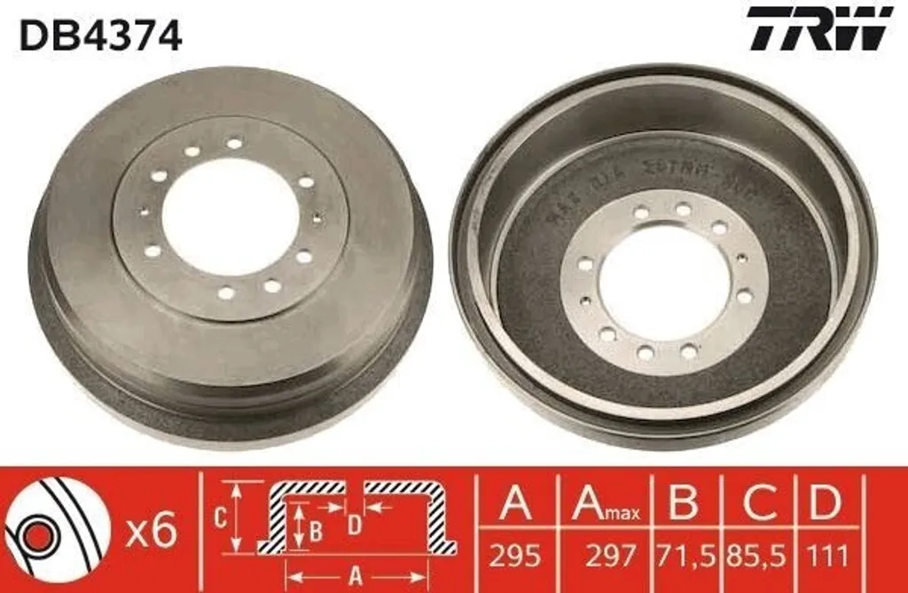 Tambour de frein haute résistance TRW DB4374 fonte renforcée Patrol