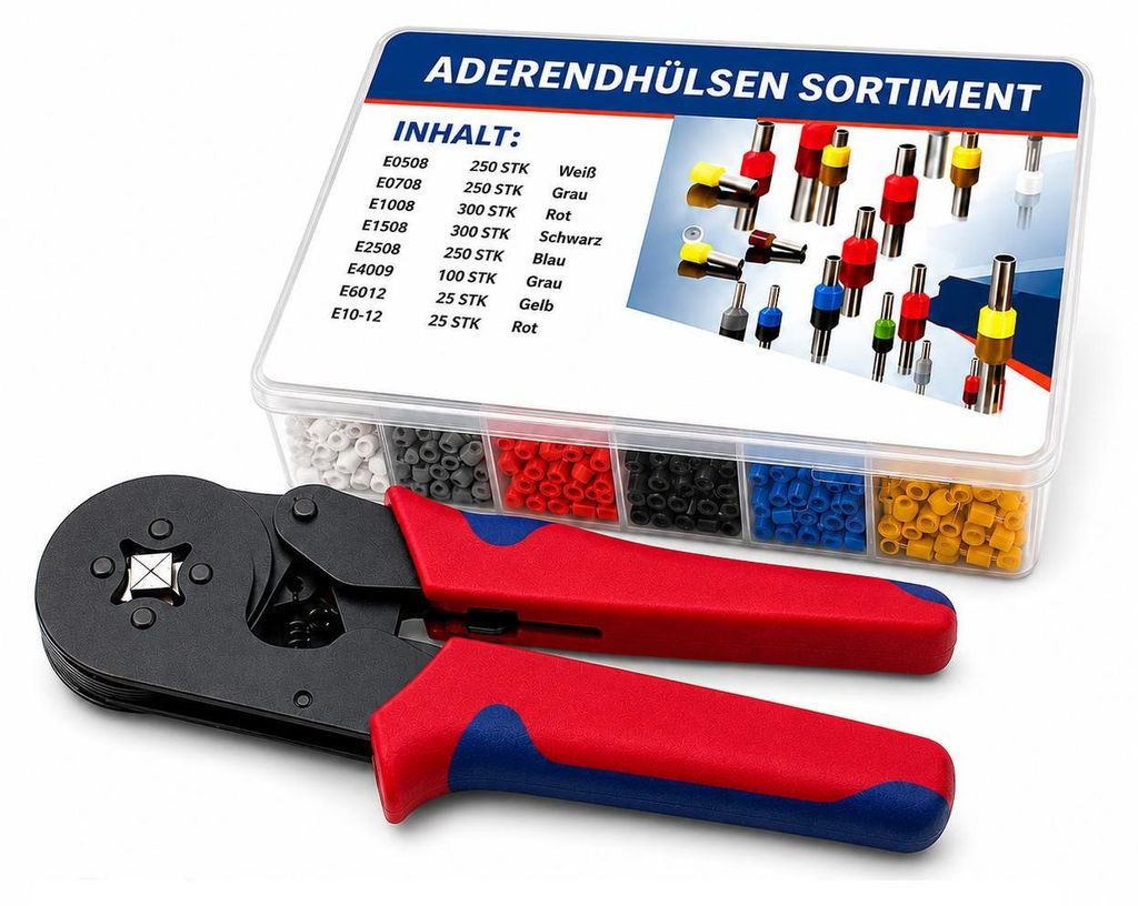 Bituxx Crimpzange im Set mit Aderendhülsen 0,25-10mm² - Produktbild 