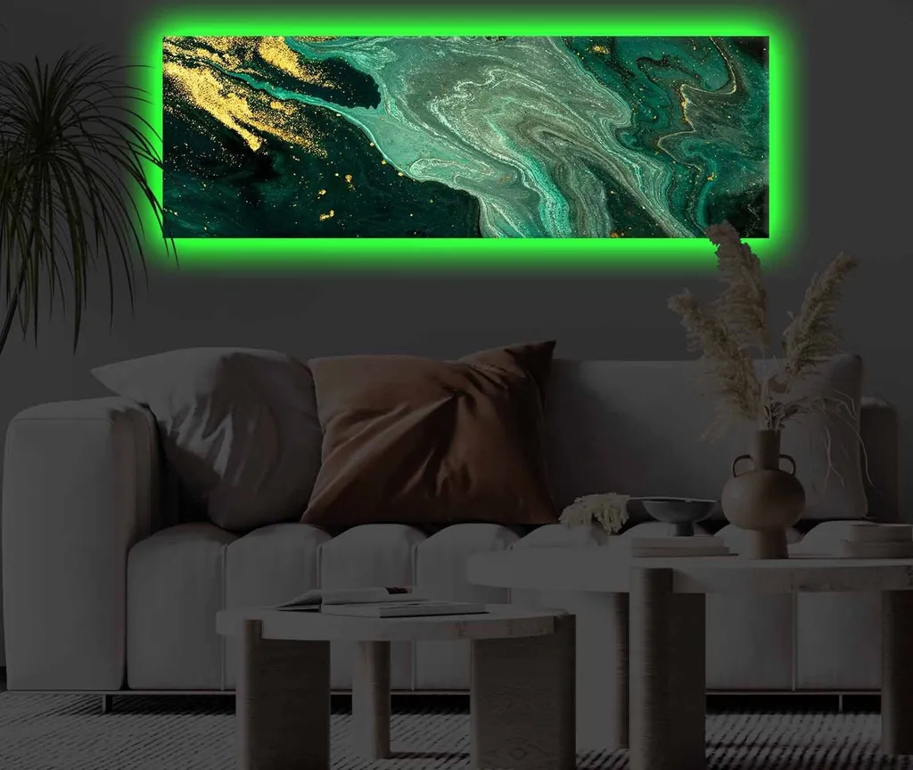 Opviq LED Art: Quadro su Tela 30x90cm - Esplosione di Colori e Luce