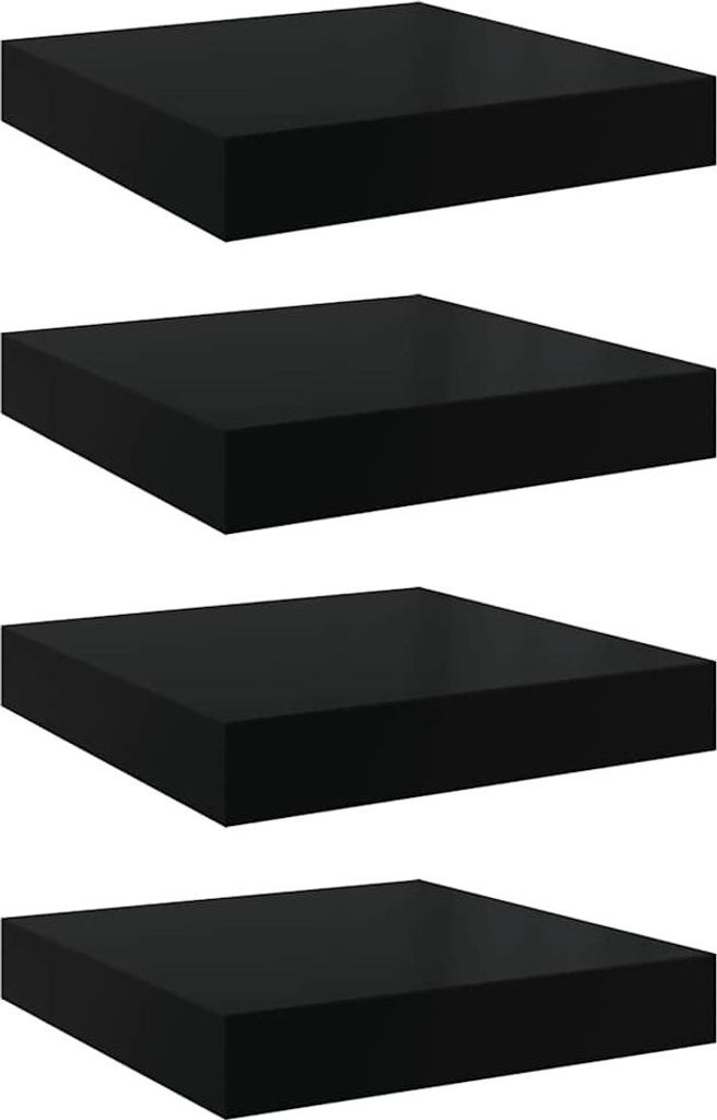 vidaXL Schweberegale 4 Stk. Hochglanz-Schwarz 23x23,5x3,8 cm MDF