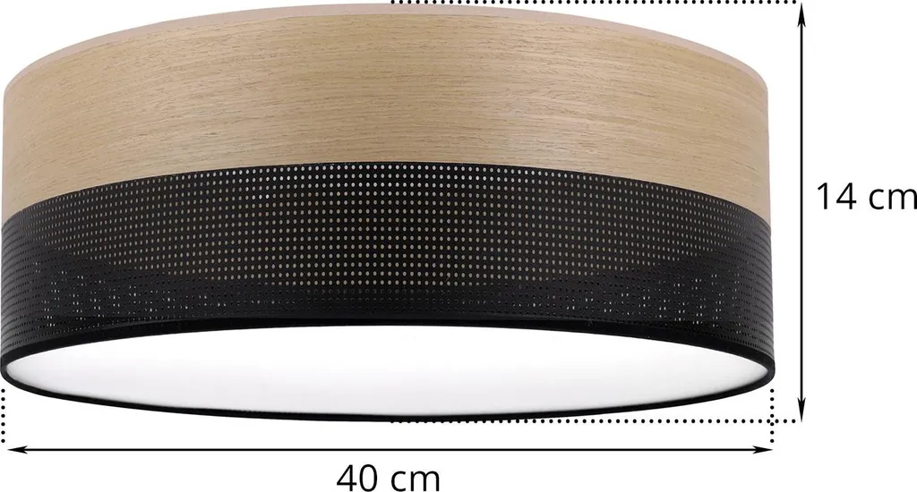 Plafoniera 40cm Legno Quercia Oro - Lampada Wood Plexi E27 Nero - 6