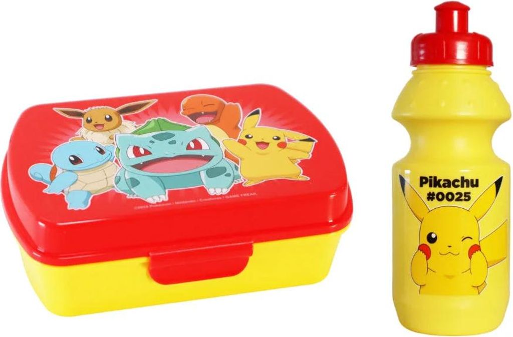 Pokemon Pikachu Kinder 2 teiliges Set Brotdose Trinkflasche 350 ml