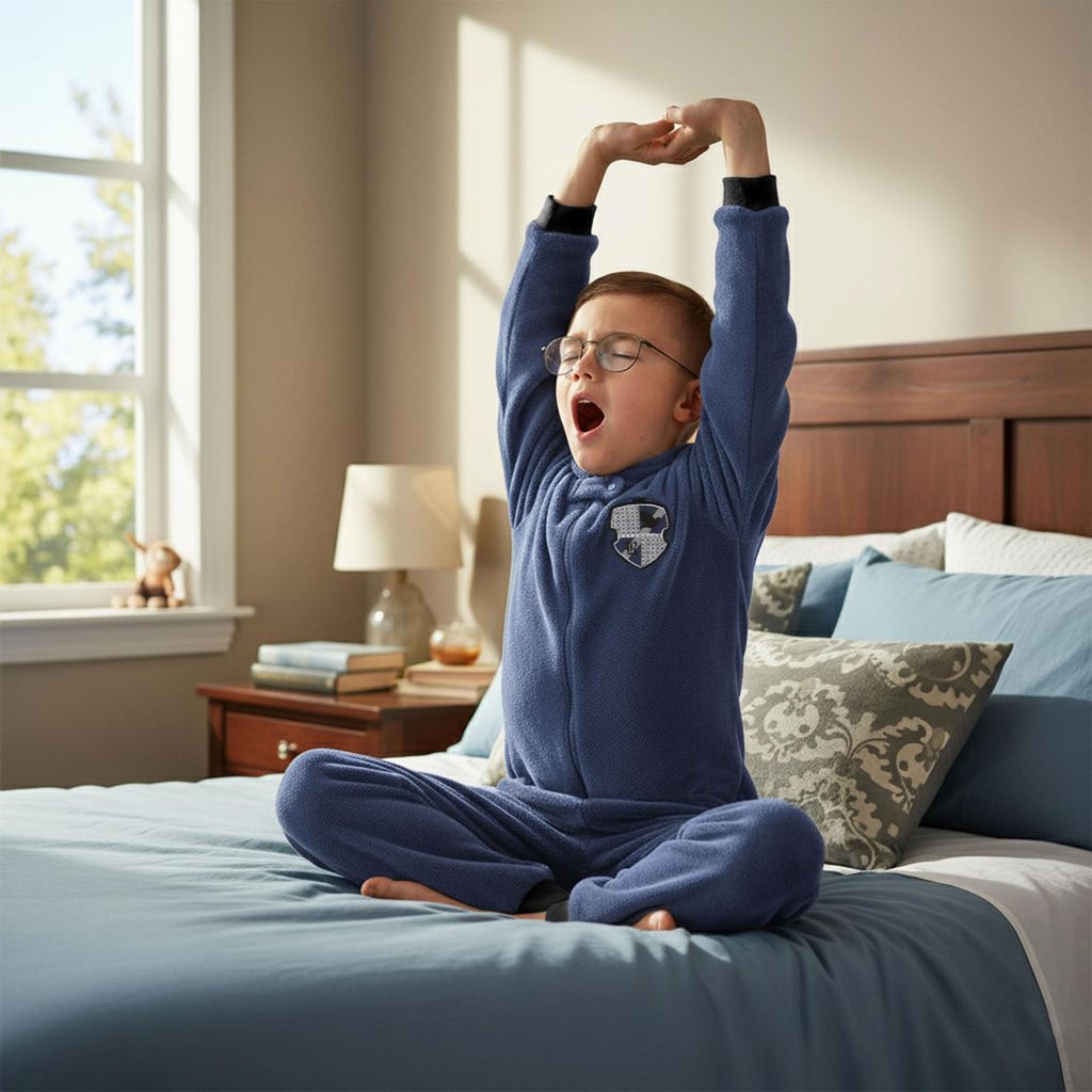 HARRY POTTER Ravenclaw Einteiler für Kinder – warmer Fleece-Schlafanzug mit Kapuze, offizieller Pyjama Onesie Größe: 7-8 Jahre 128 cm