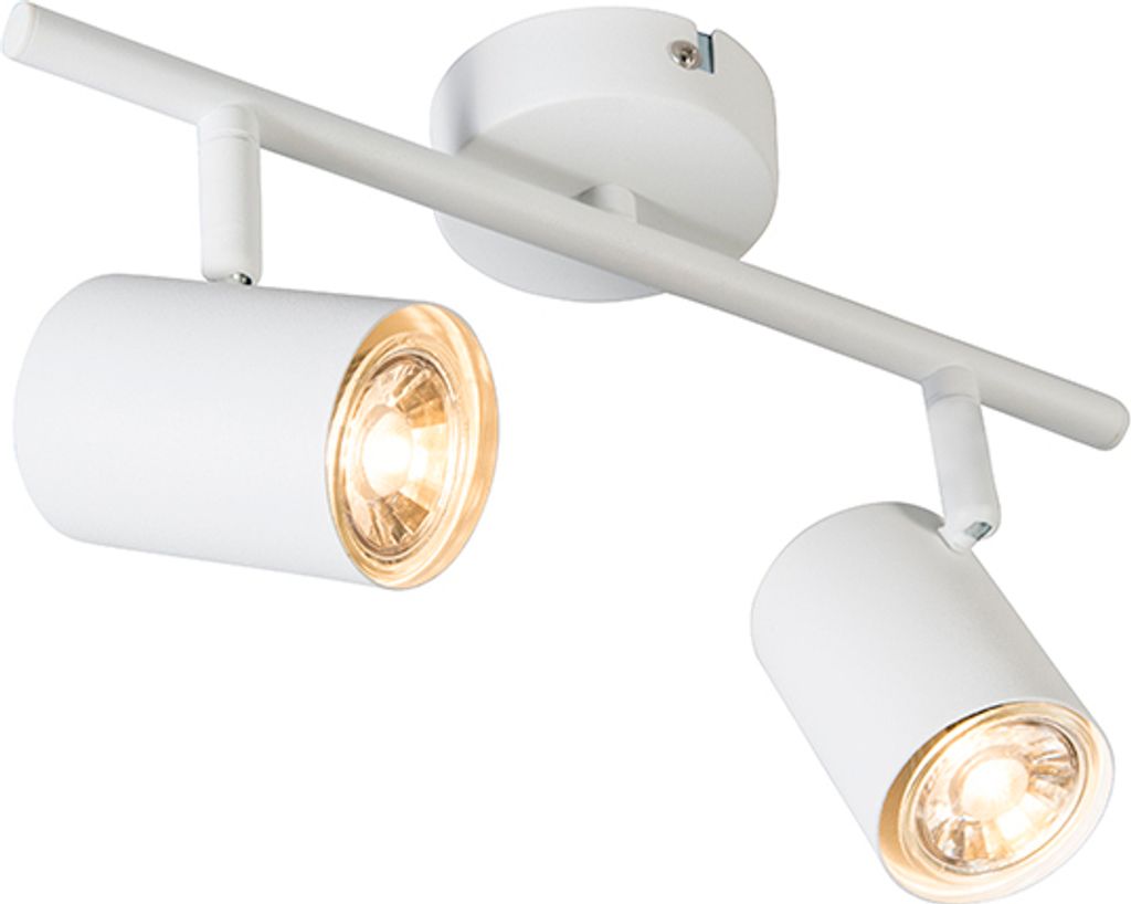 QAZQA - Modern Moderner Spot I Spotlight I Deckenspot I Deckenstrahler I Strahler I Lampe I Leuchte weiß kippbar - Jeana 2-flammig I Wohnzimmer I ...