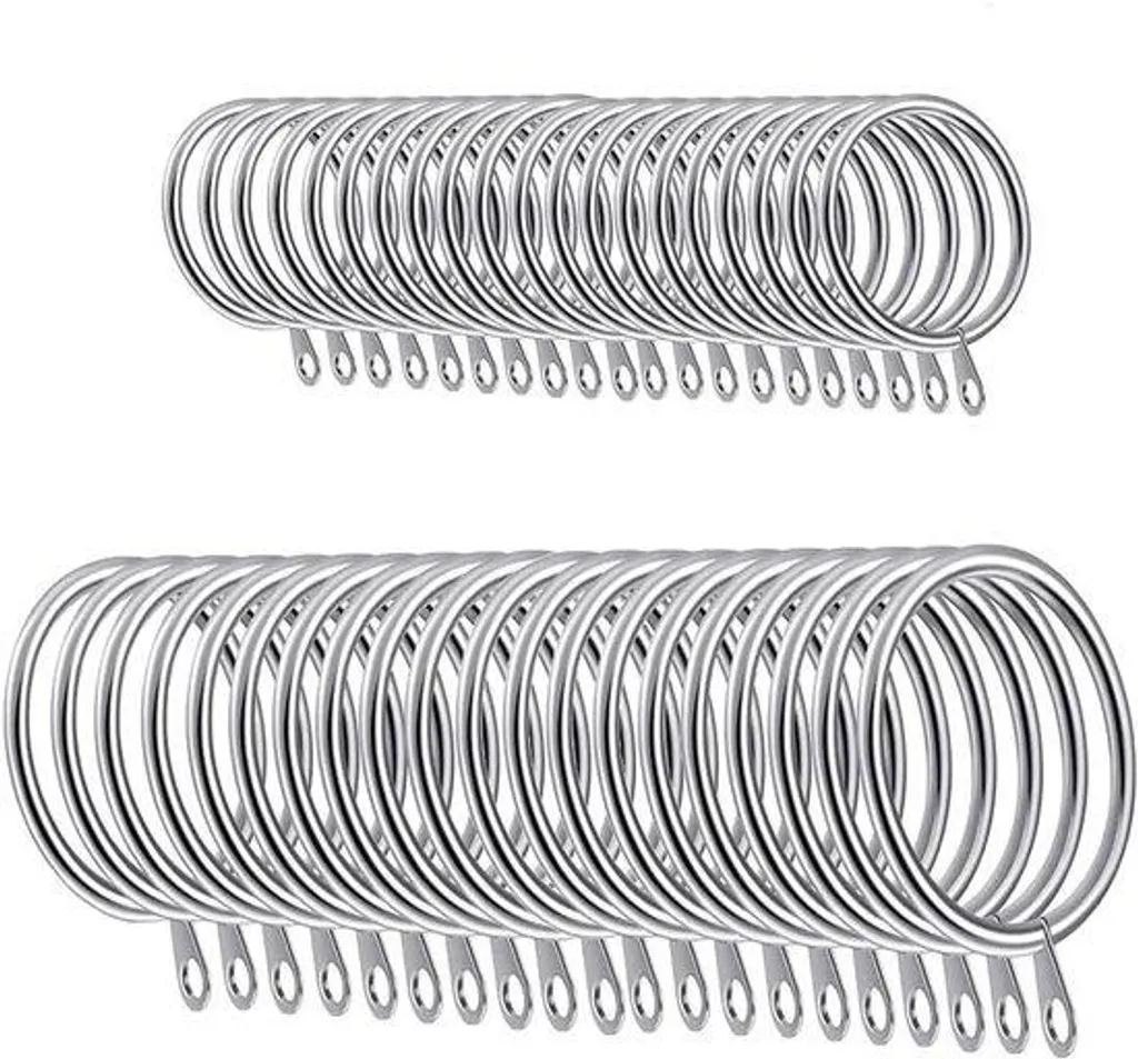 Anneaux rideaux 45mm argent lot de 40 pièces pour voilages et filets fins