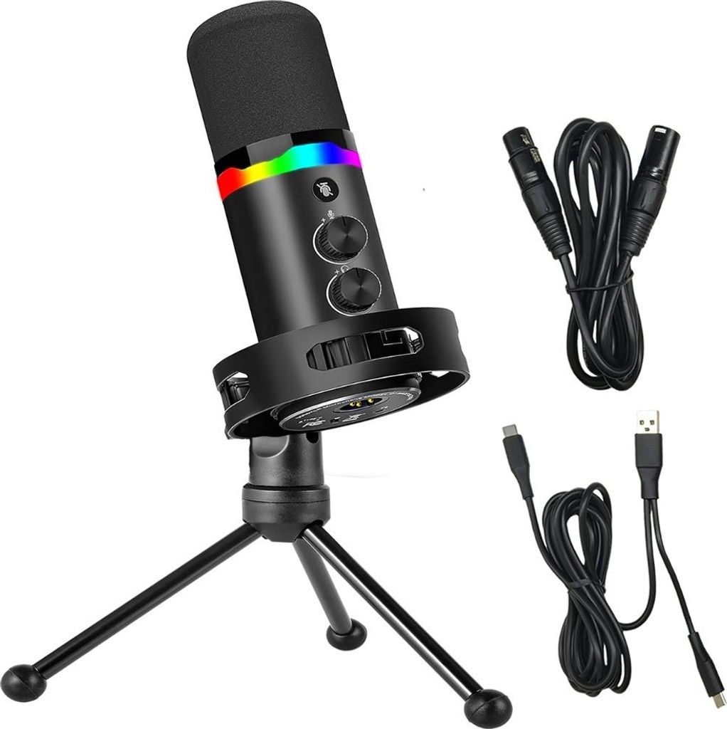 INF Kardioid Dynamisches Mikrofon mit USB und XLR für Podcast und Gaming