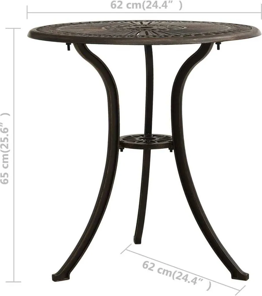 Tavolo Garden Bronze 62x62x65 Alluminio Pressofuso | Qualità Premium - 6