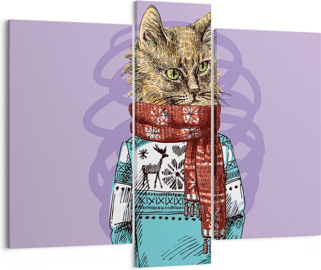 Bild auf Leinwand - Leinwandbild - Katze Schal Illustration Produktbild 