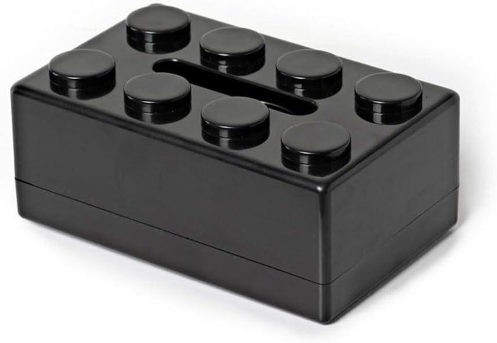 Einzigartige Taschentuchbox in Form eines Bausteins, Aufbewahrungslösung für Wand oder Schreibtisch (schwarz)