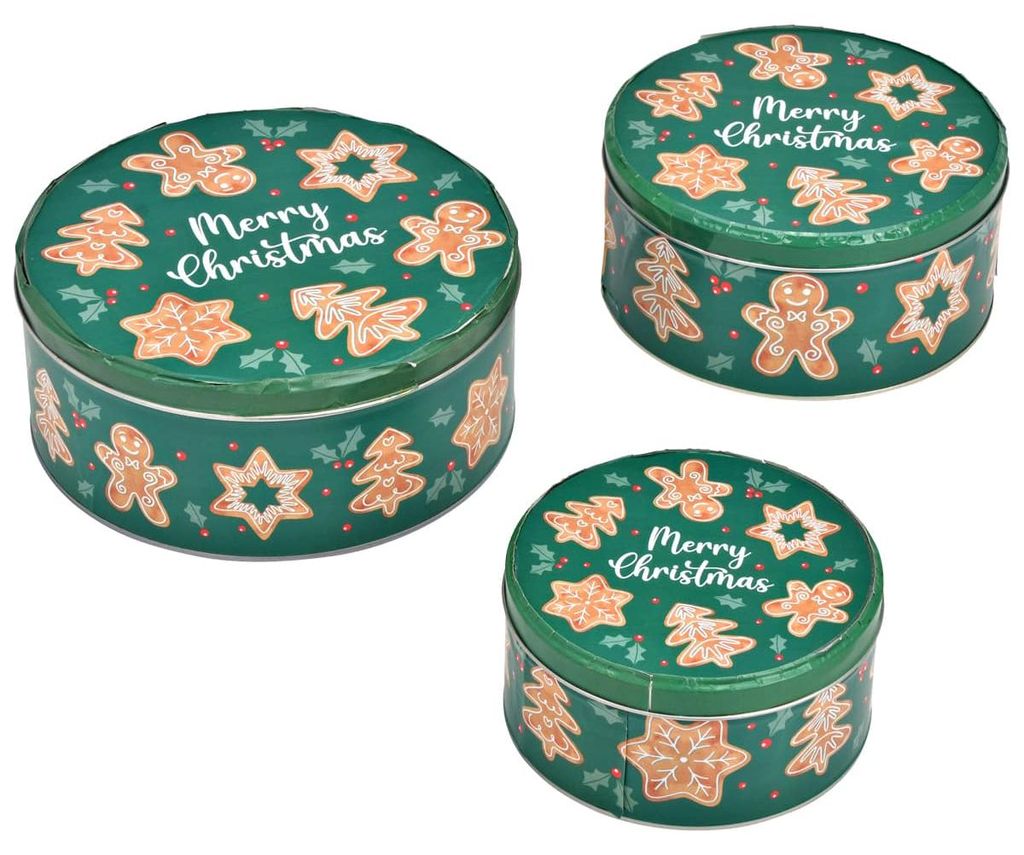 Große Metall Plätzchendosen Merry Christmas Spruch grün im Produktbild 