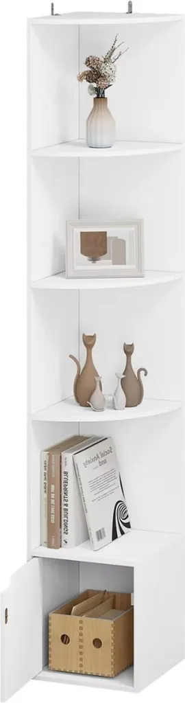 Commode d'Angle Blanche à 5 Niveaux en Bois MDF pour Rangement de Salon - 2