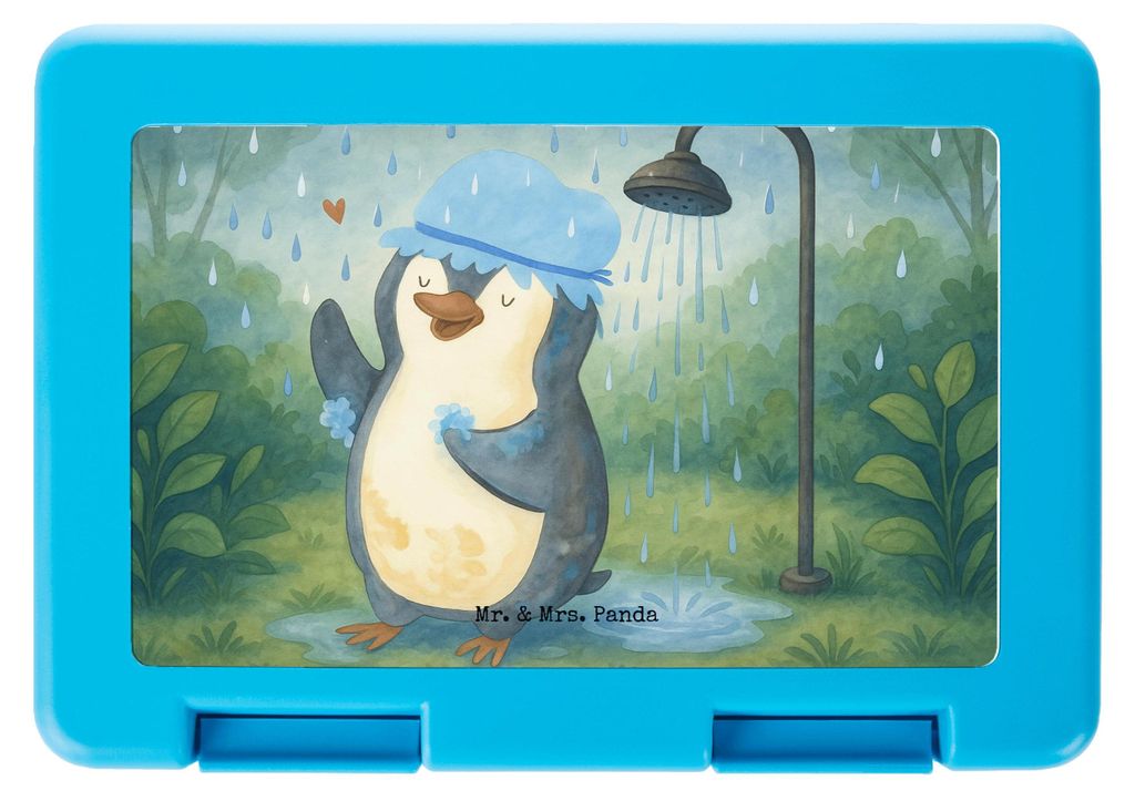 Mr. & Mrs. Panda Bento Box Pinguin Duschen Design - Weiß - Geschenk, Singen, Snackbox, Duschkonzert, Lebensmotto, Dusche, Bentobox, Vesperbox, Lun...