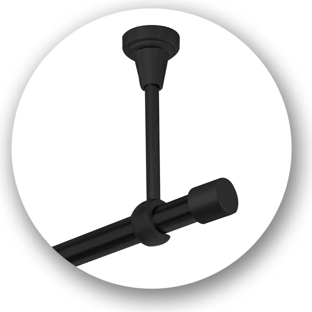 Bastone Per Tende 600 cm Nero Metallo - Asta Singola a Parete Robusta - 4