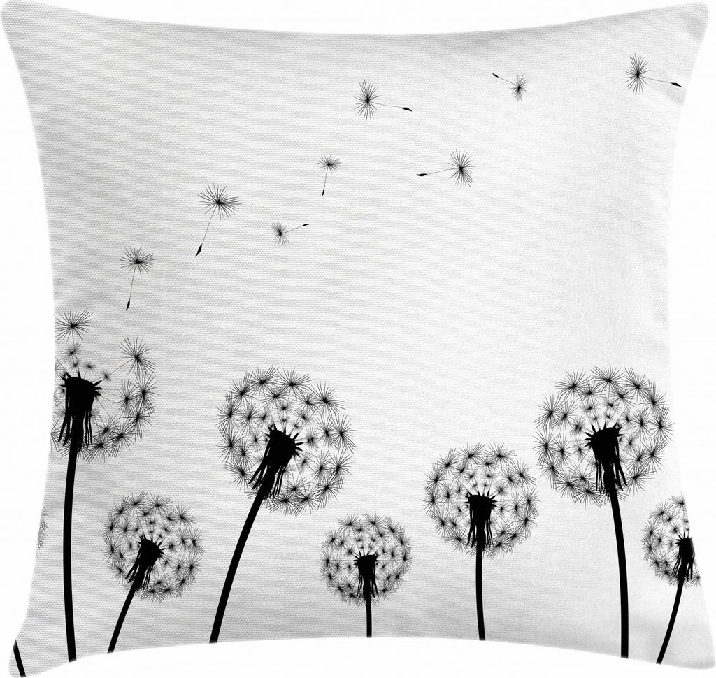 ABAKUHAUS Löwenzahn Kissenbezug, Faded Blowball Pflanze, Kissenhülle mit Reißverschluss Waschbar Farbfest Beidseitiger Druck, 60 x 60 cm, Weiß ...