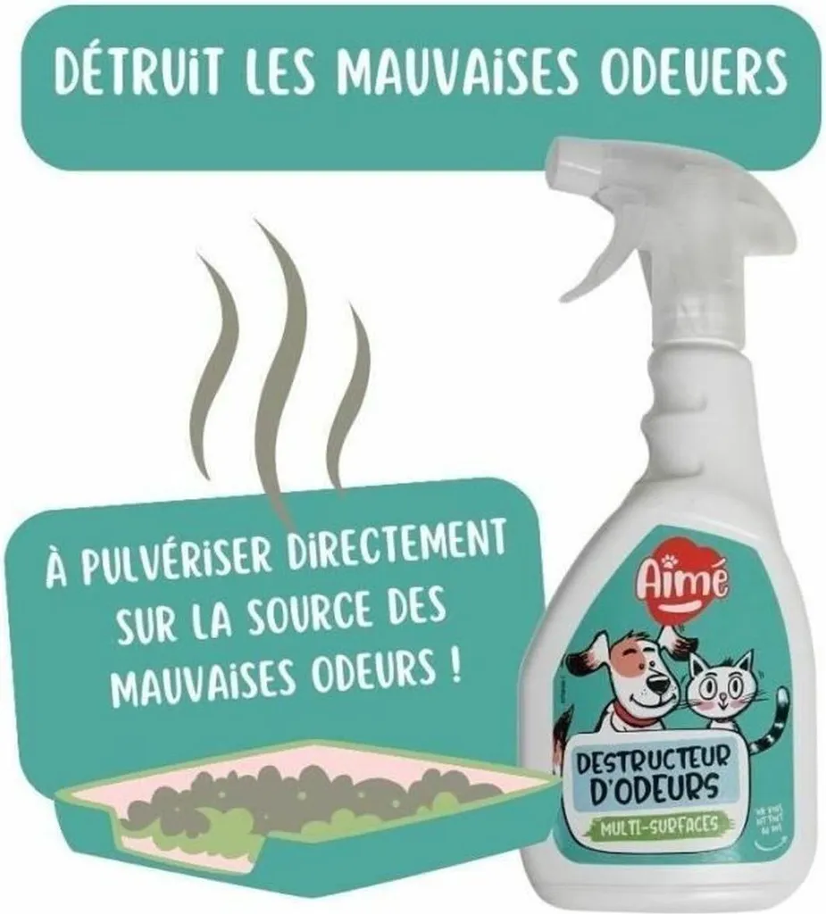 Éliminateur d'odeurs pour litière chat Aimé 500 ml spray de maison - 3