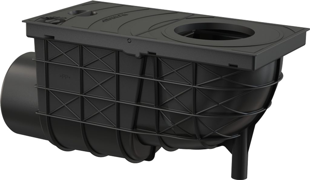 Alcadrain Universal-Regensinkkasten 300×155/110 mm Abgang waagrecht, Schwarz
