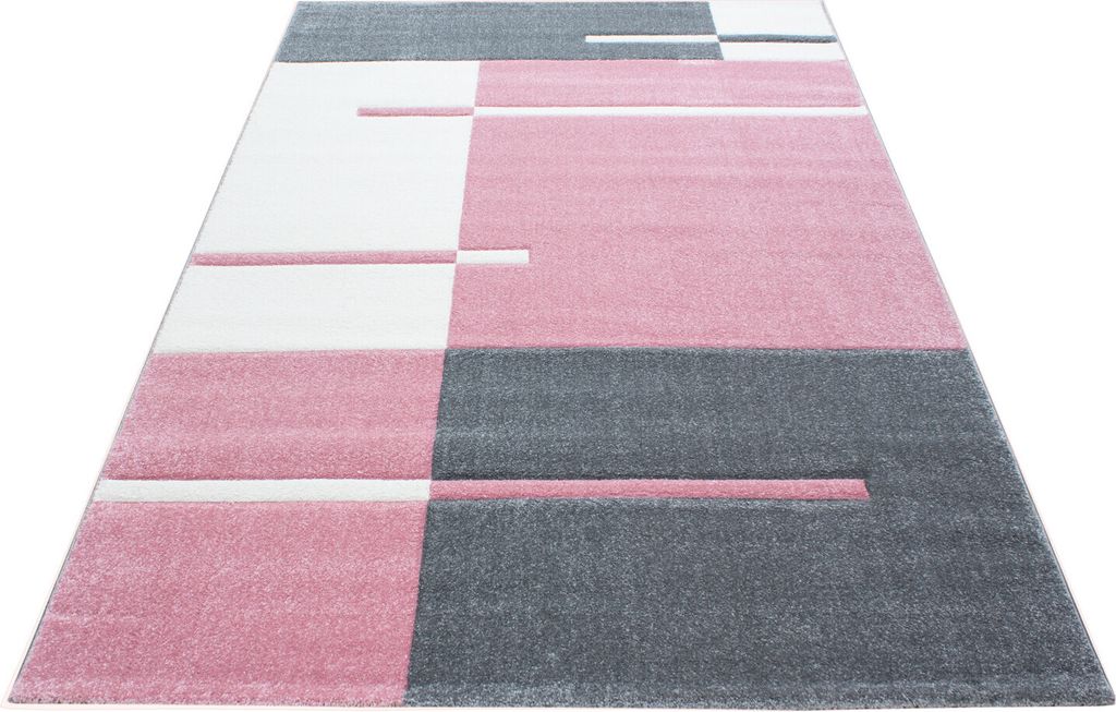 Teppich Läufer Wohnzimmer Pink 80x150 Kariertes Design aus Polypropylen