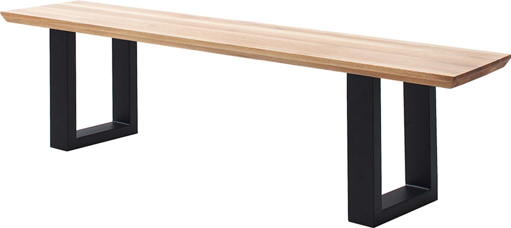 Sitzbank 160x40 cm mit Schweizer Kante, U-Gestell, Eiche massiv geölt, PARACATU-06