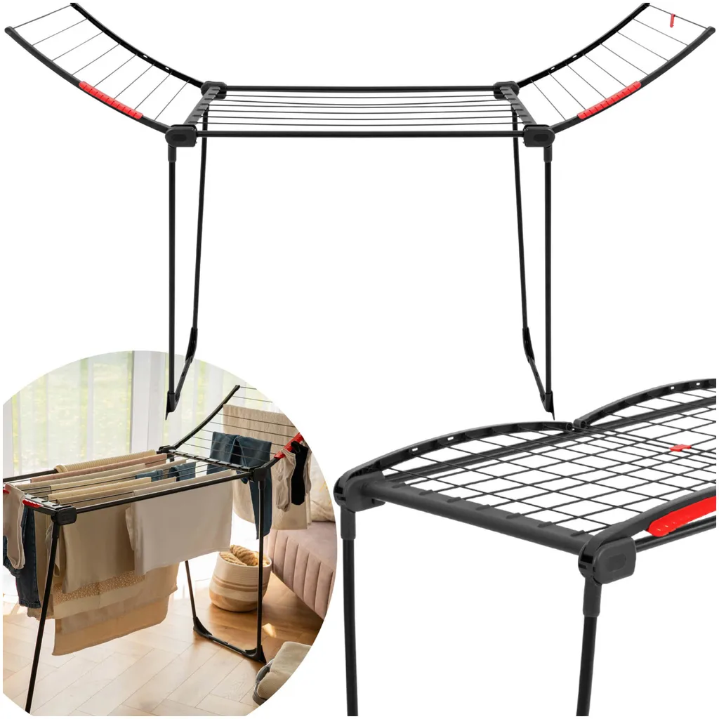 Springos Stendibiancheria Balcone Nero 16m - Robusto e Pieghevole