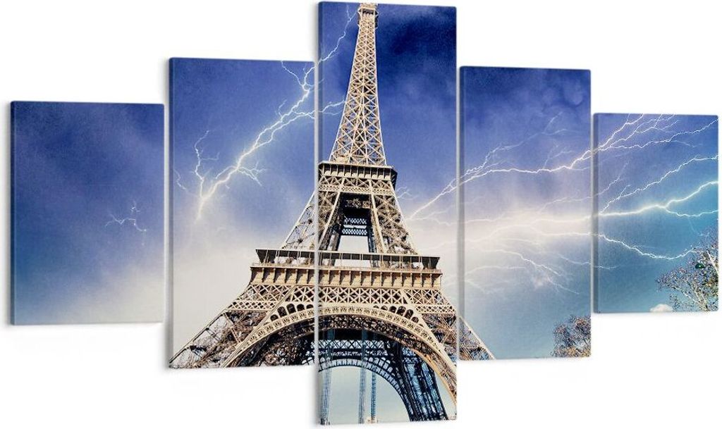 Bild auf Leinwand - Leinwandbild - Eiffle Paris Turm - 125x70cm - Wand Bild - Wanddeko - Wandbilder - Leinwanddruck - Bilder - Kunstdruck - Wanddek...