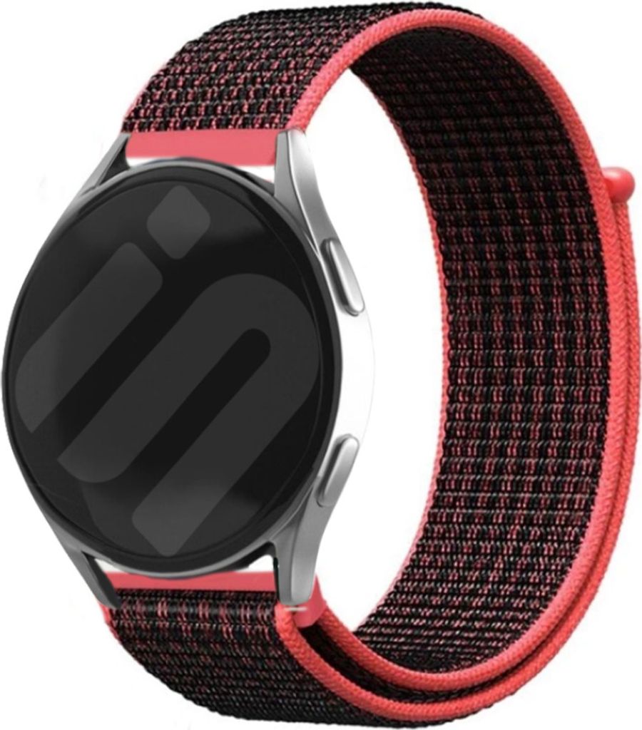 Strap-it Samsung Galaxy Watch 6 Classic 47mm Nylon Armband (Schwarz/Koralle)