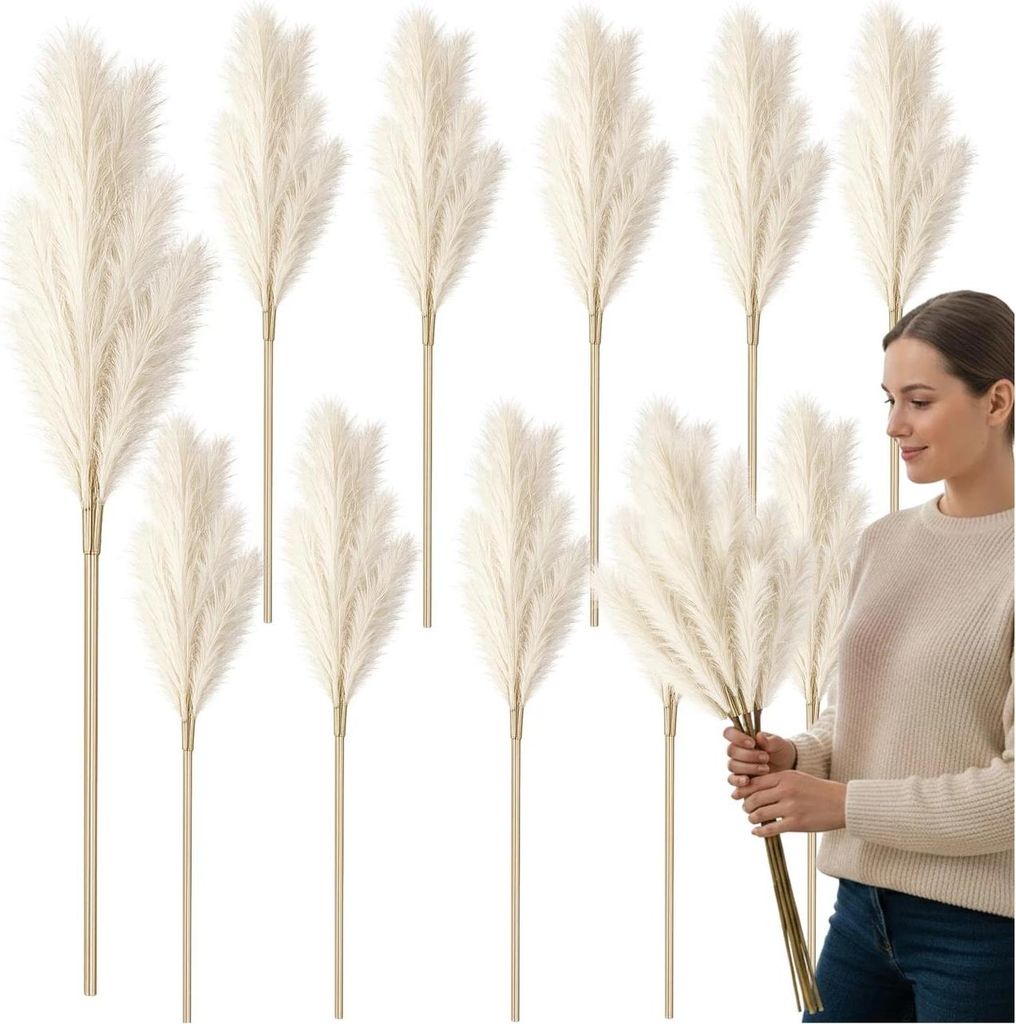 Lot de 10 décorations artificielles en herbe de pampa Image du produit 