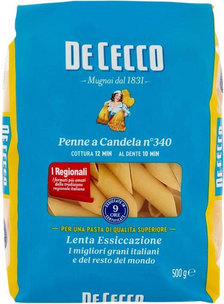 24x Pasta De Cecco 100% Italienisch Penne a Candela N°340 Nudeln 500g + Italian Gourmet Polpa 400g