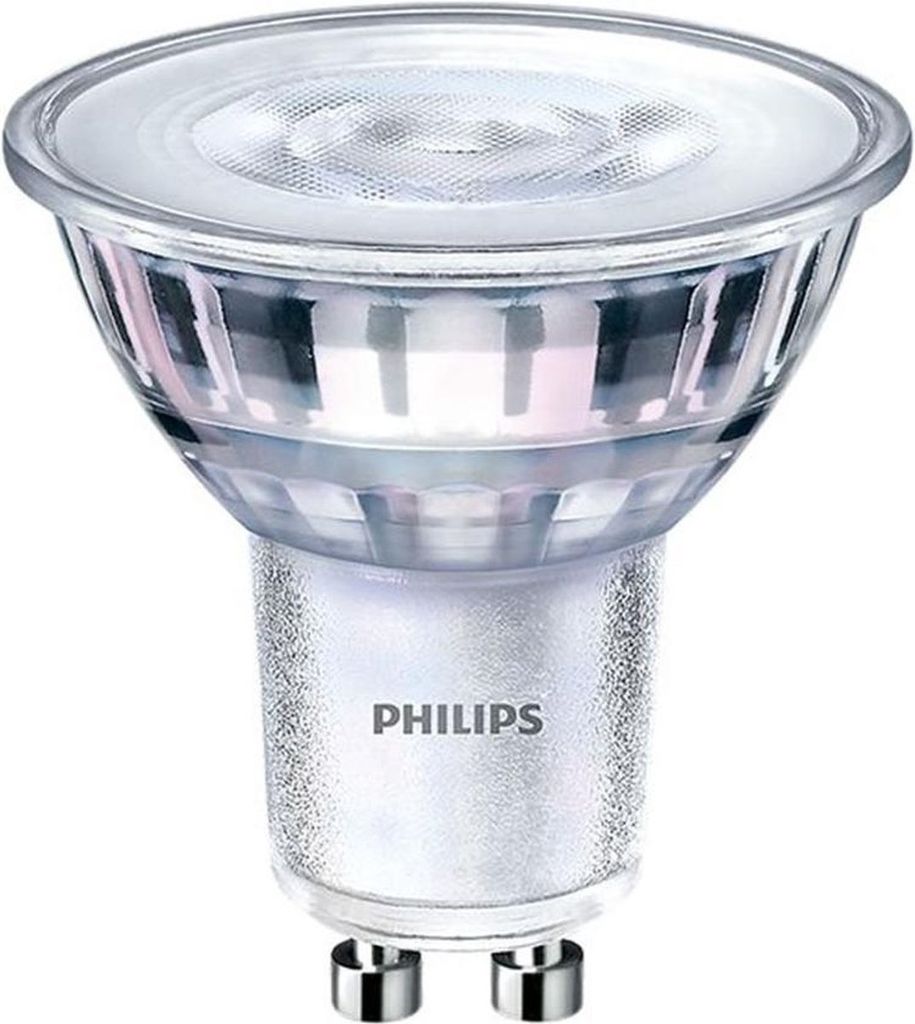 A close-up studio shot of a Philips LED light bulb.