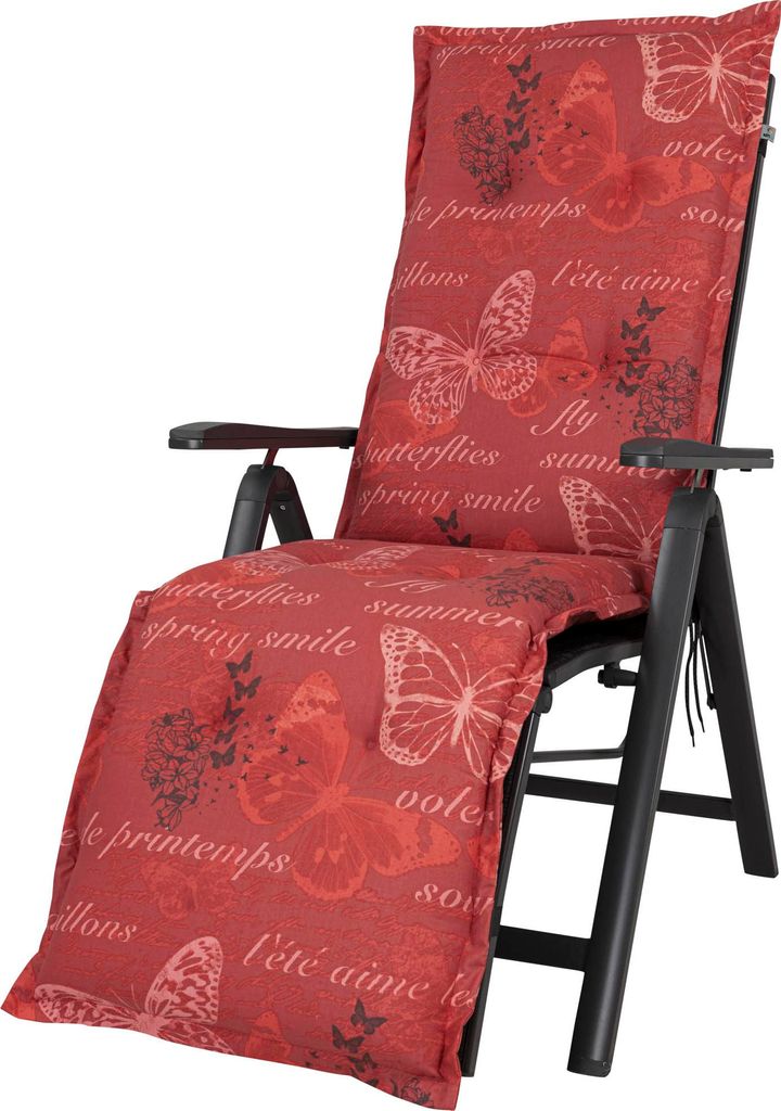 Auflage Relaxliege Bali 2386 rot Schmetterlinge 170x49x8 cm Produktbild 